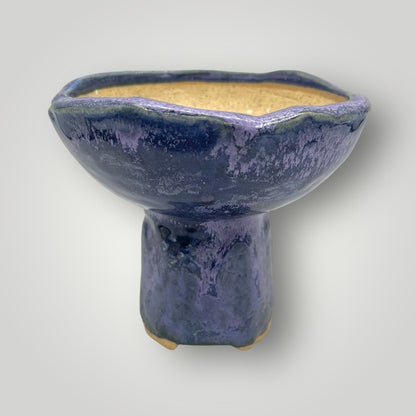 Pedestal purple ceramic pot